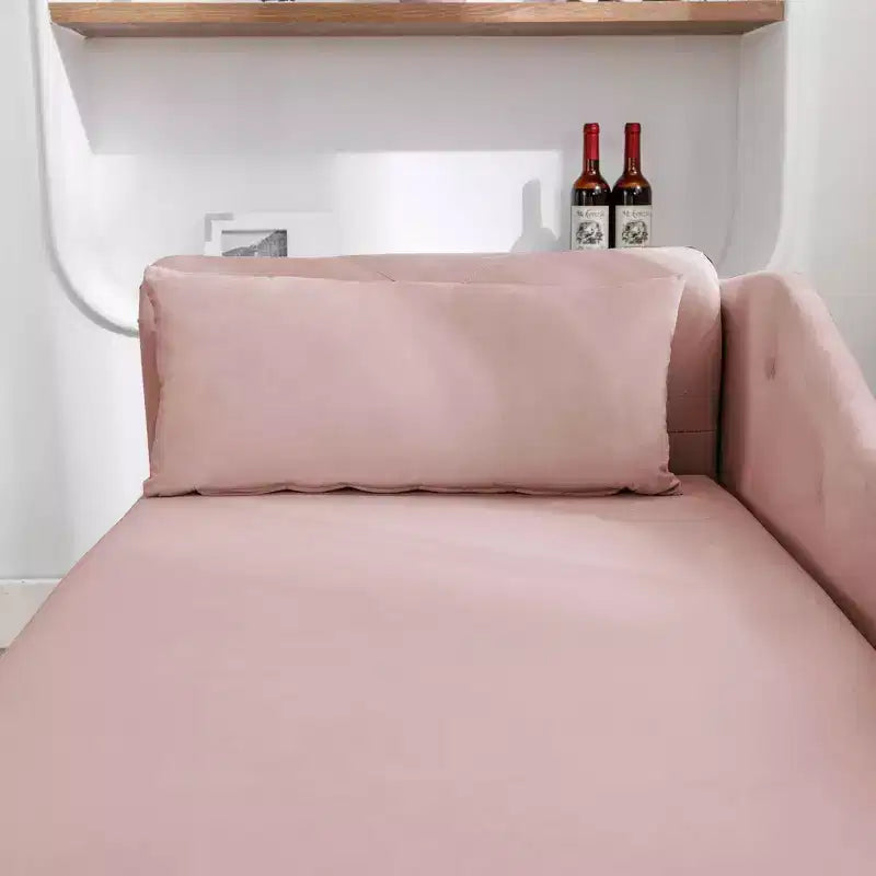 Chaise longue in velluto, con contenitore, chiodini decorativi, bracciolo arrotolato, per soggiorno, camera da letto, ufficio, beige