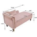 Chaise longue in velluto, con contenitore, chiodini decorativi, bracciolo arrotolato, per soggiorno, camera da letto, ufficio, beige
