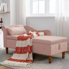 Chaise longue in velluto, con contenitore, chiodini decorativi, bracciolo arrotolato, per soggiorno, camera da letto, ufficio, beige