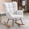 MAYEERTY Teddy Fabric Nursery Rocking Chair, Indoor Living Room Use, Ivory