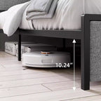 Struttura Letto King Size con 2 Cassetti Contenitore e Porte USB, Letto Moderno a Piattaforma con Testiera a Scaffale Imbottita, Robusto, Silenzioso, Grigio