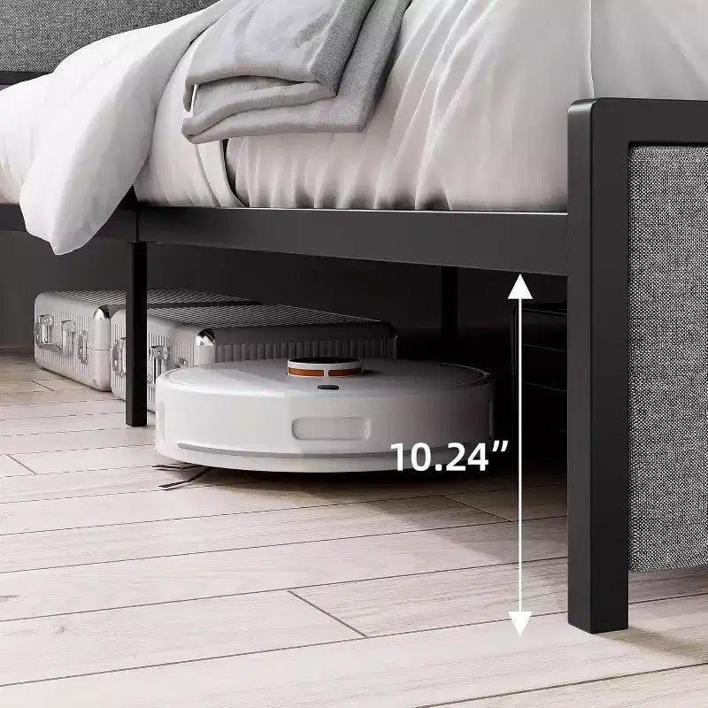 Struttura Letto King Size con 2 Cassetti Contenitore e Porte USB, Letto Moderno a Piattaforma con Testiera a Scaffale Imbottita, Robusto, Silenzioso, Grigio