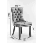Sedie da Pranzo Contemporanee, 2 Pezzi Sedie Eleganti con Schienale Trapuntato, Sedie da Pranzo in Morbido Lino, Gambe in Legno Massello e Rivestimento con Borchie, Portata Massima 136 kg