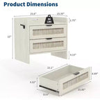 Comodino in rattan, comodino con 2 cassetti portaoggetti, tavolino d'appoggio bohémien per camera da letto, soggiorno, ufficio, comodino grande