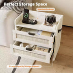 Comodino in rattan, comodino con 2 cassetti portaoggetti, tavolino d'appoggio bohémien per camera da letto, soggiorno, ufficio, comodino grande