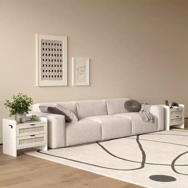 Comodino in rattan, comodino con 2 cassetti portaoggetti, tavolino d'appoggio bohémien per camera da letto, soggiorno, ufficio, comodino grande