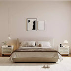 Comodino in rattan, comodino con 2 cassetti portaoggetti, tavolino d'appoggio bohémien per camera da letto, soggiorno, ufficio, comodino grande