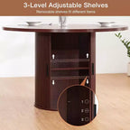 Tavolo da pranzo rotondo da 48 pollici con contenitore - Ripiano regolabile a 3 livelli, Stile Modern Farmhouse, Posti a sedere per 4-6 persone