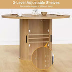 Tavolo da pranzo rotondo da 48 pollici con contenitore - Ripiano regolabile a 3 livelli, Stile Modern Farmhouse, Posti a sedere per 4-6 persone