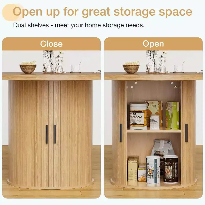 Tavolo da pranzo rotondo da 48 pollici con contenitore - Ripiano regolabile a 3 livelli, Stile Modern Farmhouse, Posti a sedere per 4-6 persone