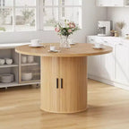 Tavolo da pranzo rotondo da 48 pollici con contenitore - Ripiano regolabile a 3 livelli, Stile Modern Farmhouse, Posti a sedere per 4-6 persone
