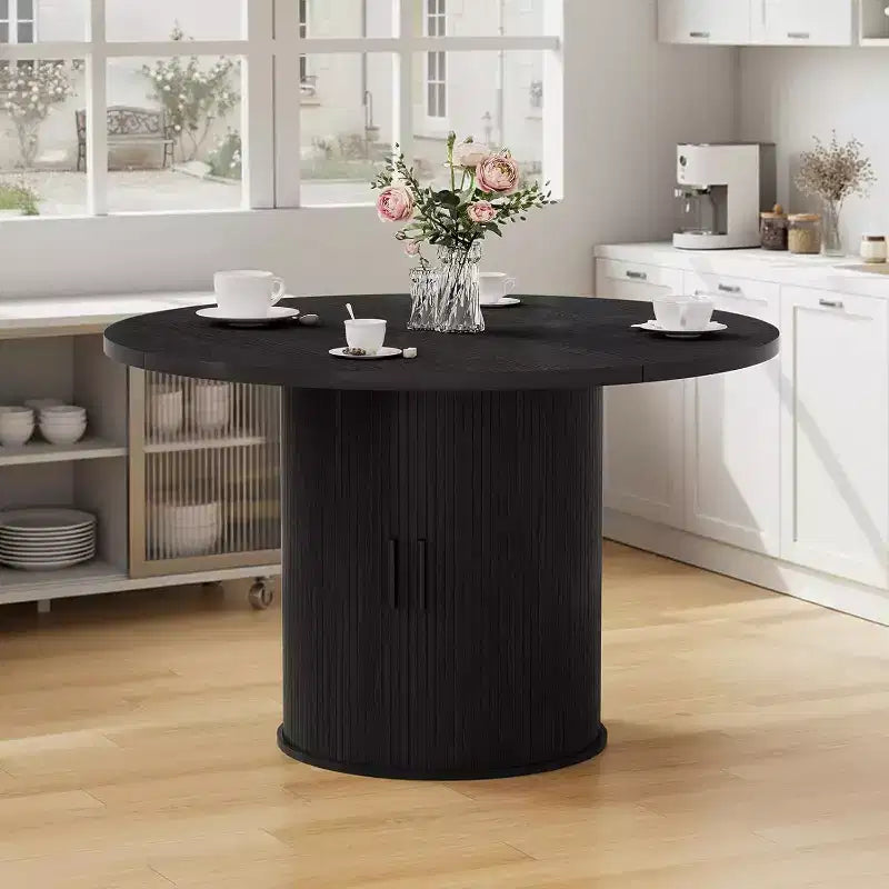 Tavolo da pranzo rotondo da 48 pollici con contenitore - Ripiano regolabile a 3 livelli, Stile Modern Farmhouse, Posti a sedere per 4-6 persone