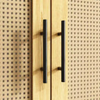 Armadio accentato in rattan e legno chiaro: 2 cassetti portaoggetti + cerniere scorrevoli per l'organizzazione dei vestiti in camera da letto