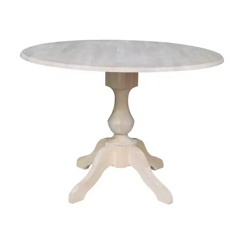 42" Blake Round Drop Leaf Dining Table Unfinished - International Concepts: Compact, Pedestal Base