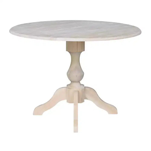Tavolo da pranzo rotondo Blake da 42" con alette a goccia non rifinito - Compatto, con base a piedistallo