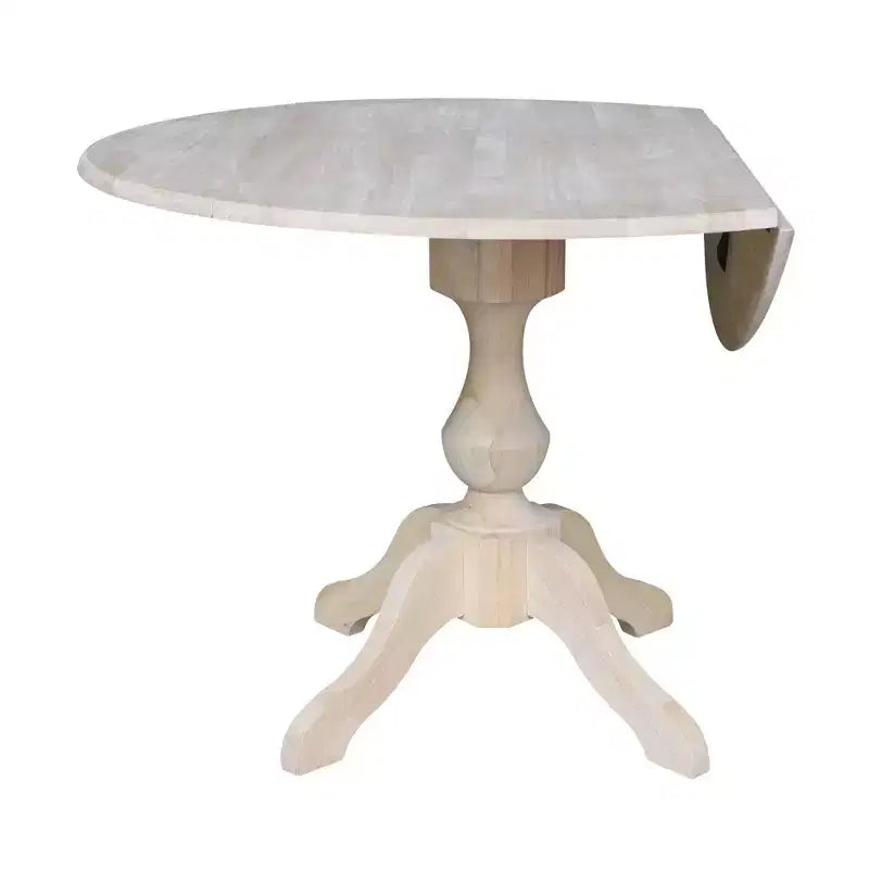 Tavolo da pranzo rotondo Blake da 42" con alette a goccia non rifinito - Compatto, con base a piedistallo