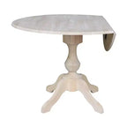 Tavolo da pranzo rotondo Blake da 42" con alette a goccia non rifinito - Compatto, con base a piedistallo