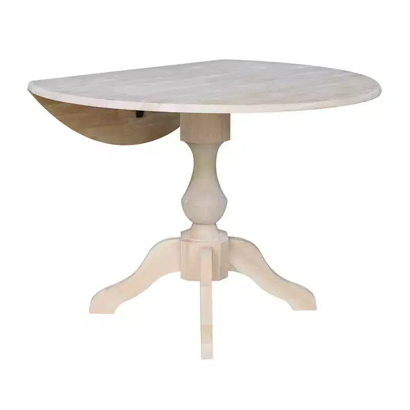 Tavolo da pranzo rotondo Blake da 42" con alette a goccia non rifinito - Compatto, con base a piedistallo