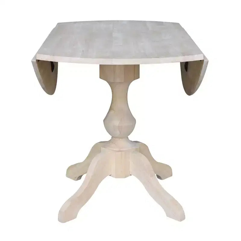 Tavolo da pranzo rotondo Blake da 42" con alette a goccia non rifinito - Compatto, con base a piedistallo