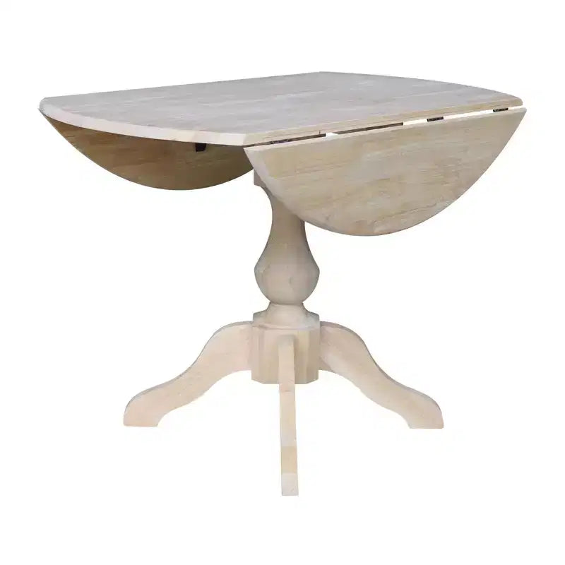 Tavolo da pranzo rotondo Blake da 42" con alette a goccia non rifinito - Compatto, con base a piedistallo