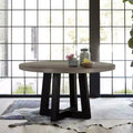 Tavolo da pranzo rotondo Manchester Modern Concrete e Acacia grigio