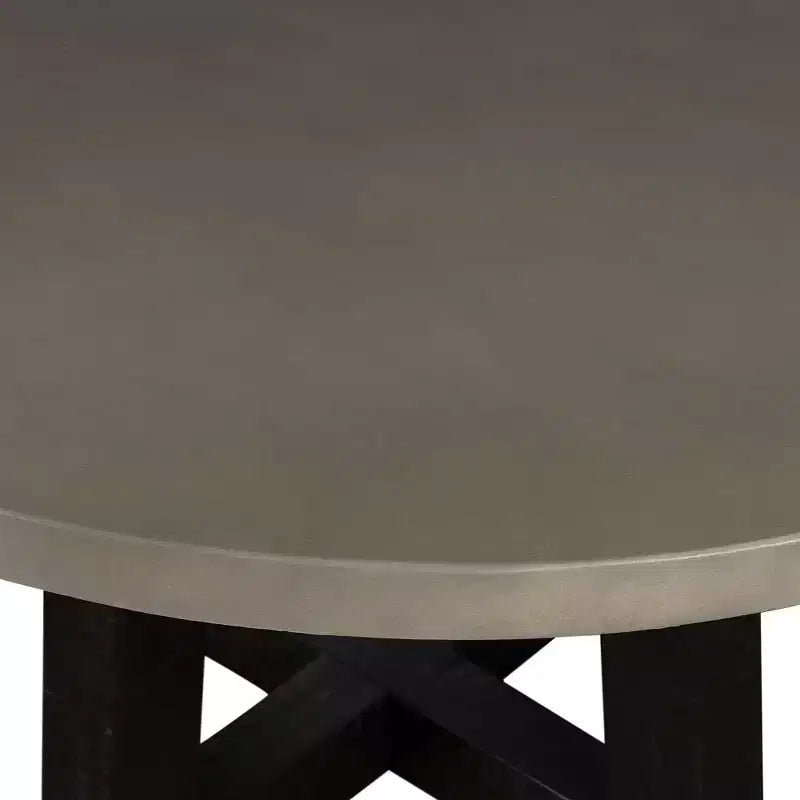Tavolo da pranzo rotondo Manchester Modern Concrete e Acacia grigio