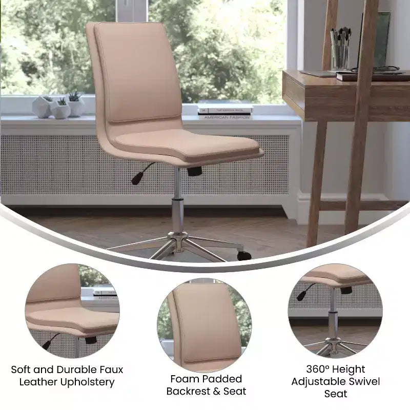 Sedia da ufficio moderna con schienale medio, rivestimento in similpelle, base a 5 razze e regolazione pneumatica dell'altezza del sedile