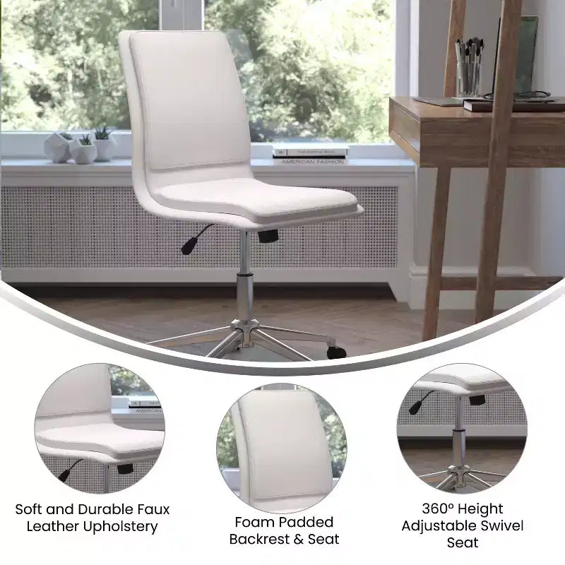 Sedia da ufficio moderna con schienale medio, rivestimento in similpelle, base a 5 razze e regolazione pneumatica dell'altezza del sedile