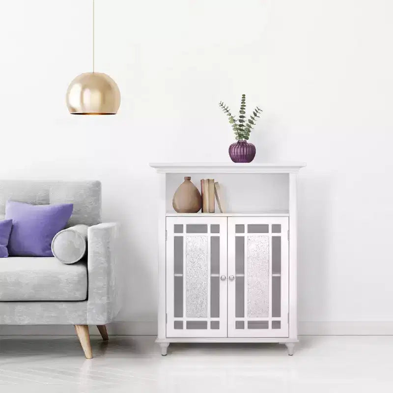 Mobiletto contenitore da pavimento a 2 ante, 26.5 x 34, Bianco