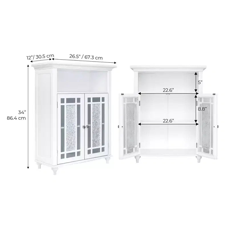 Mobiletto contenitore da pavimento a 2 ante, 26.5 x 34, Bianco